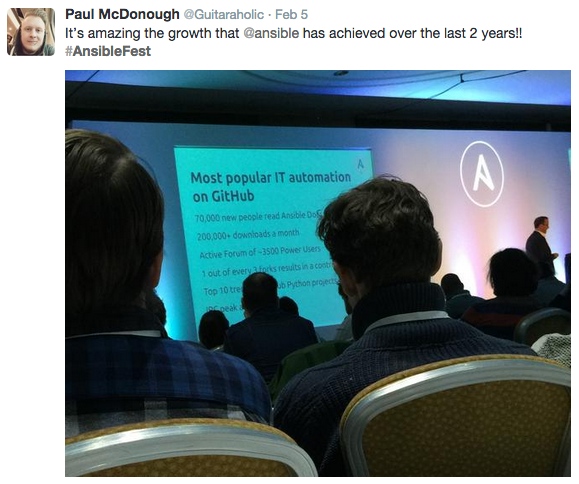 AnsibleFest London 2015 intro tweet