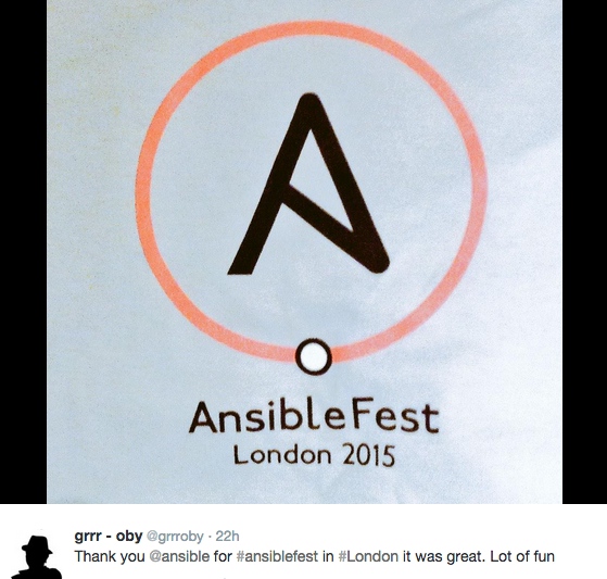 AnsibleFest London 2015 shirt tweet